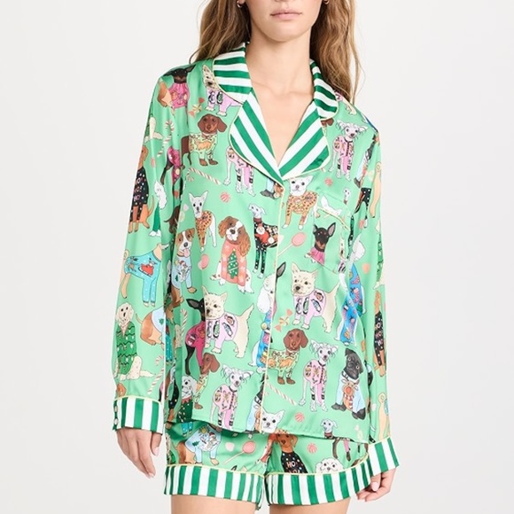 Karen Mabon Christmas Sweater Day-Dogs Long Sleeve with Shorts PJ Set Sz S NWT - Picture 1 of 7